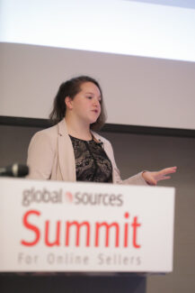 Samantha Rosenbaum presenting at Global Sources Summit for online sellers